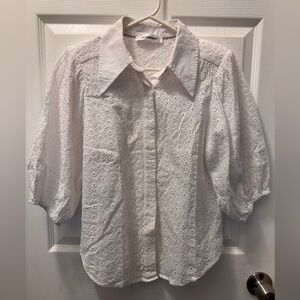 Go Couture White Eyelet Blouse